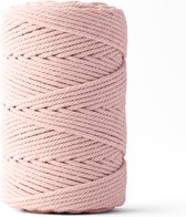 Ledent macramé touw, (3mm, 120M), dubbel getwist - 100% geregenereerd katoenkoord - Macramé touw in het bubblegum om mee te knutselen.