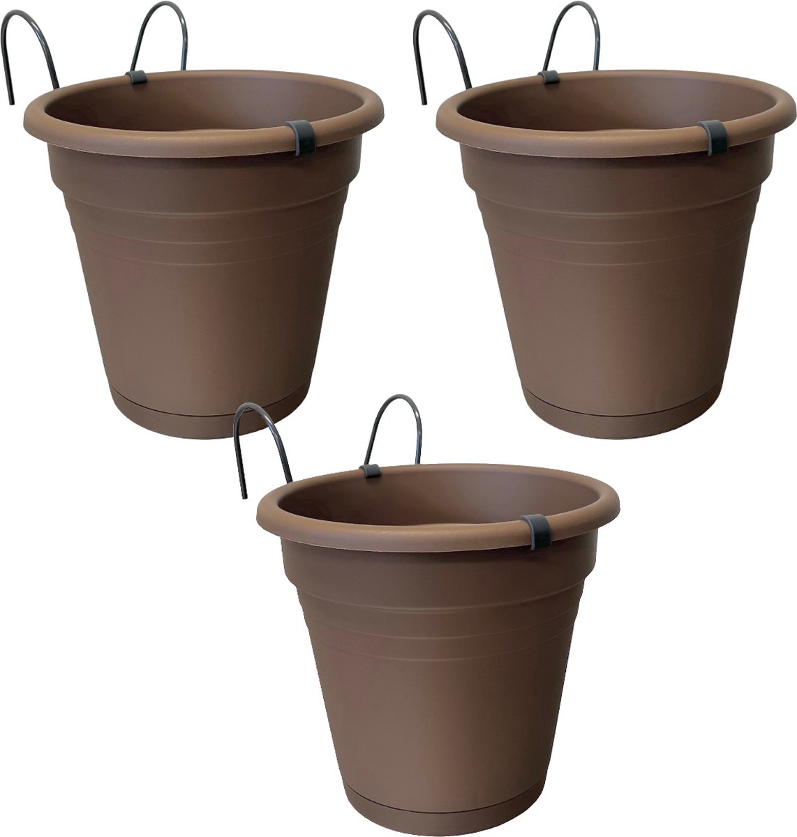 LATERN Set of 3 Pendant Lights Diameter 25 cm Flower Hanging Pot Plastic Outdoor Flower Pots with Coaster Outdoor Decoration for Garden, Balcony, Living Room (3 Colours