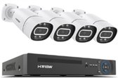 H.View CCTV 8MP Bewakingscamera - Beveiligingscamera set met 4 Cameras Outdoor Buiten - Home Security Camera Systeem - Wifi Camera Set - Beveiligingscamera - 4 Camera’s - Nachtzicht - Motion Detector