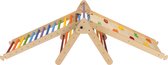 KateHaa Houten Klimdriehoek met Ladder en Klimwand Regenboog - Klimrek - Houten Montessori Speelgoed