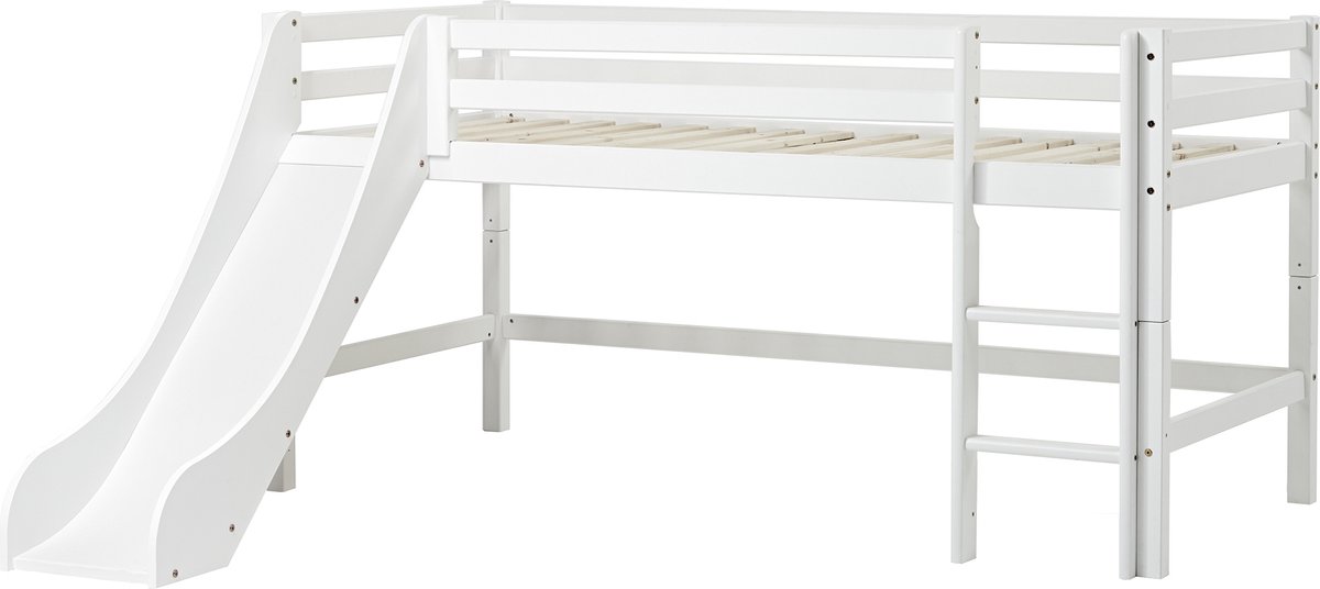 Hoppekids ECO Dream halfhoogslaper 90x200 cm met glijbaan, wit