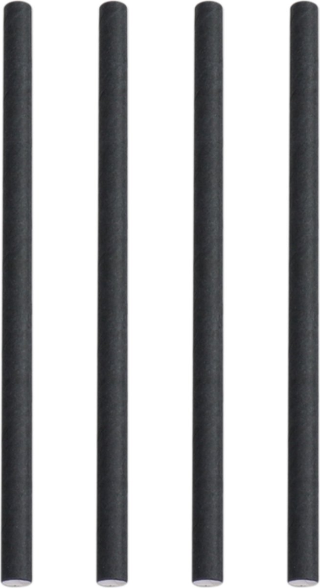 Cocktailrietje zwart papier 150mm x 8mm zwart 200 stuks