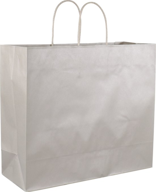 Foto: Tas kraftpapier gedraaid katoenen koord 35x 13x31cm draagtas zilver 50 stuks