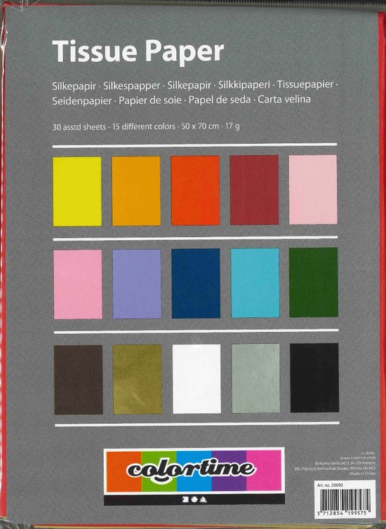 Papier de soie - 50 x 70 cm - Différents coloris - 25 feuilles