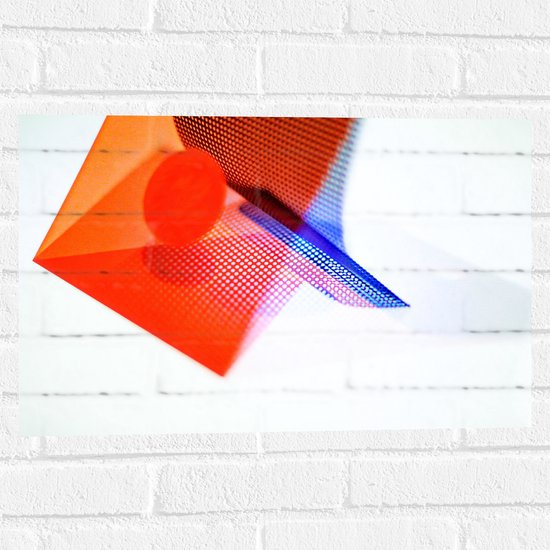 Muursticker - Oranje en Blauwe Vormen tegen Lichtgekleurde Ondergrond - 60x40 cm Foto op Muursticker