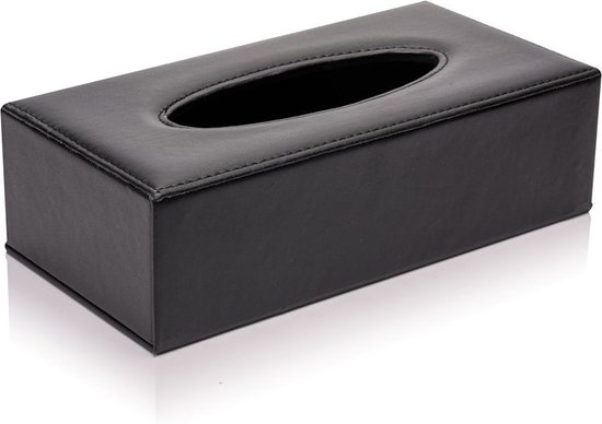 Foto: Decopatent tissue box kunstleer tissues tissuedoos luxe doos voor servetten zakdoekjeshouder tissue box houder zwart