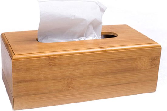 Foto: Decopatent tissuedoos bamboe tissuebox voor tissues tissue box houder voor wc badkamer keuken zakdoekendoos hout