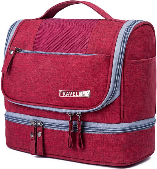 Ophangbare Toilettas met Haak - Dames & Heren - Travel bag Organizer - Waterdichte Reis tas - Mannen & Vrouwen - Rood