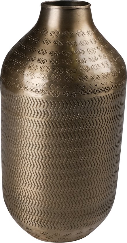 Vase en métal finition dorée (H25cm - D12.5cm)