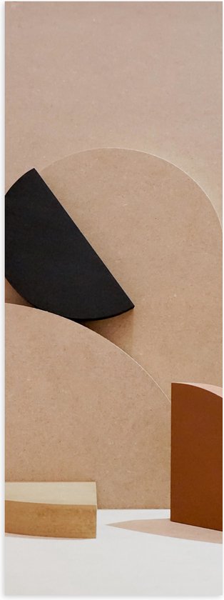 Poster (Mat) - Groepje Abstracte Vormen in Beige en Bruine Tinten - 30x90 cm Foto op Posterpapier met een Matte look