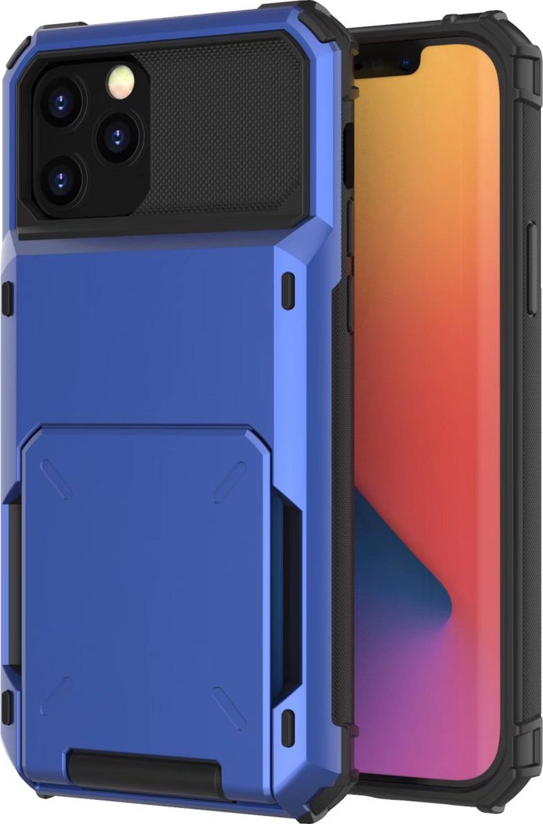 Hoesje geschikt voor iPhone 14 - Backcover - Pasjeshouder - Portemonnee - TPU - Marineblauw