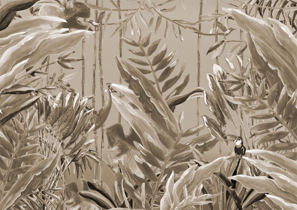 Behang staal Jungle Forest sepia