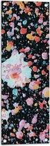 Tuinposter – Kleine Vlekken in Pastelkleuren op Zwarte Achtergrond - 30x90 cm Foto op Tuinposter (wanddecoratie voor buiten en binnen)