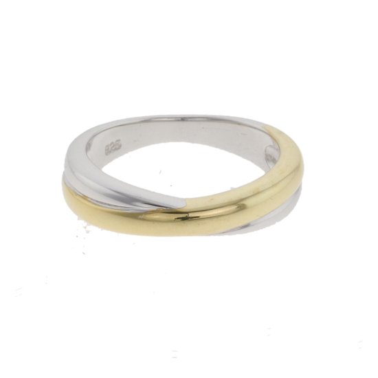 Behave - Ring - Zilver - Goud - Minimalistisch design - 925 zilver - Maat 53 - 17mm