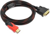 HDMI-Gestrande kabel Compatibel met DVI Mannetje 24 + 1 - HDTV 1080P Adapterkabels - Convertorkabel 10 Meter - Zwart met Rood
