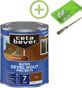 CetaBever Buiten Gevel & Kozijn Snel Beits - Zijdemat - Teak - 750 ml Inclusief 6 delige beitsset