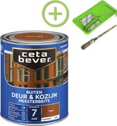 CetaBever Buiten Deur & Kozijn Meester Beits - Glans - Teak - 750 ml Inclusief 6 delige beitsset