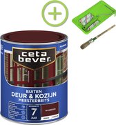 CetaBever Buiten Deur & Kozijn Meester Beits - Zijdeglans - Wijnrood - 750 ml Inclusief 6 delige beitsset
