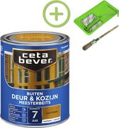 CetaBever Buiten Deur & Kozijn Meester Beits - Zijdeglans - Licht Eiken - 750 ml Inclusief 6 delige beitsset