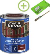 CetaBever Buiten Deur & Kozijn Meester Beits - Zijdeglans - Mahonie - 750 ml Inclusief 6 delige beitsset