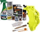 Kit de peinture pour étrier Foliatec - Jaune NEON - 4 composants - Y compris nettoyant pour freins + jantes
