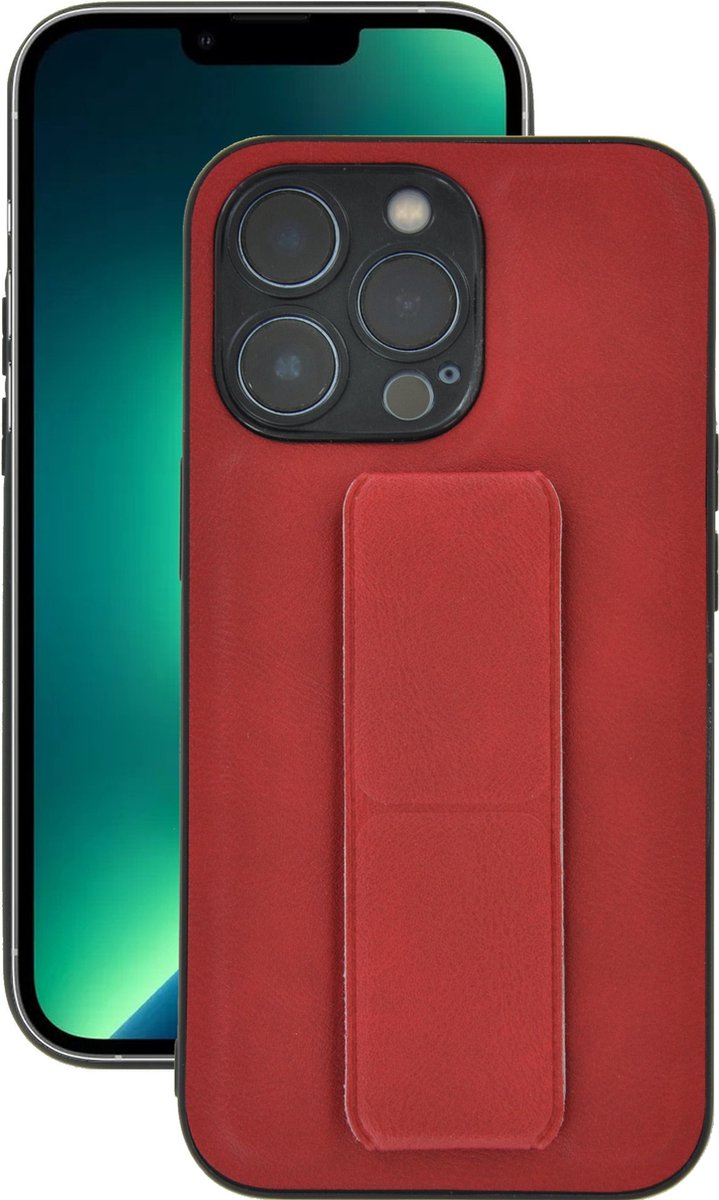 Geschikt voor iPhone 13 Pro hoesje - Kunstleder back cover met standfunctie Rood