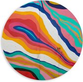 PVC Schuimplaat Muurcirkel - Abstracte Meerkleurige Strepen - 60x60 cm Foto op Muurcirkel (met ophangsysteem)