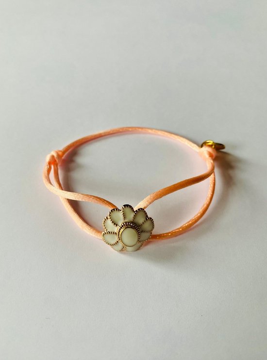 Recolet - Armband - Bloem - Dames - Roze - Goud - Flower - Armband Met Knoop - Satijn Armband - Vintage - Recycling