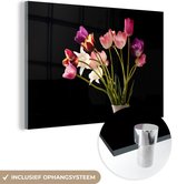 MuchoWow® Glasschilderij 120x80 cm - Schilderij acrylglas - Tulpen - Stilleven - Bloemen - Foto op glas - Schilderijen