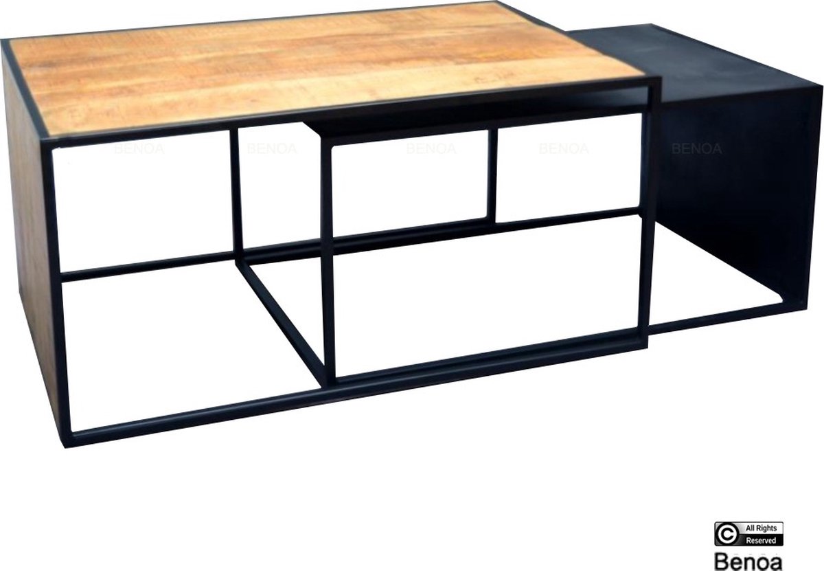 VEVOR Rustieke salontafel met 2 niveaus, 1210 x 560 x 481 mm, rechthoekige salontafel met 2 schuifdeuren, uittrekbare planken voor woonkamer, woning, wit en natuur
