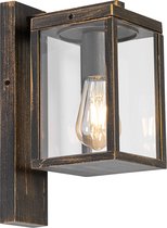 QAZQA charlois - Industriele Wandlamp voor buiten - 1 lichts - D 21.5 cm - Goud/messing - Industrieel - Buitenverlichting