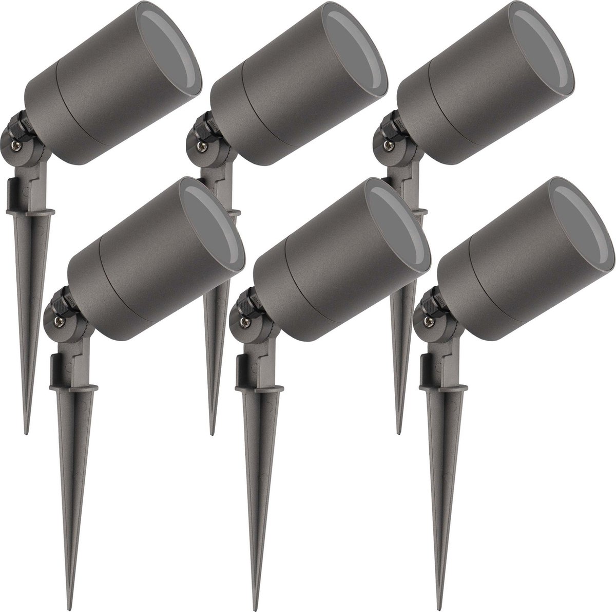 Ledvion - 6X LED Prikspots - Antraciet - IP65 - 5W - GU10 - 2M