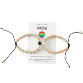 Vriendschapsarmbandjes voor 2 met LGBTQ Kralen - Pride - BFF Armband op Cadeau kaartje - Pax Amare