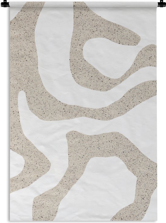 Wandkleed - Abstract - Terrazzo - Design - Beige - Wandtapijt - Wanddoek - Katoen - Wanddecoratie - 60x90 cm - Slaapkamer - Wandkleden - Muurkleed - Muurdecoratie - Tapestry
