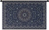 Tapisserie - Toile Murale - Tapisserie Persane - Mandala - Tapis - Blauw - 90x60 cm - Tapisserie