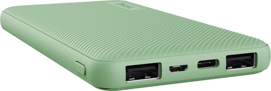 Trust Primo Powerbank - 10.000 mAh - USB A/USB C - Groen