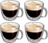 Glasrijk® Dubbelwandige espresso glazen - 80 ml - 4 stuks - Espresso kopjes - Espresso kopjes dubbelwandig - Espresso glazen - Espressokopjes - Dubbelwandige glazen