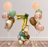 Versiering verjaardag 7 jaar – jungle versiering - 30 stuks - Versiering jongen - Versiering meisje - Safari Decoratie Kinderfeestje - Safari - Leeftijdballon 7 jaar - Versiering compleet pakket - Versiering 7 jaar - Birthday animals