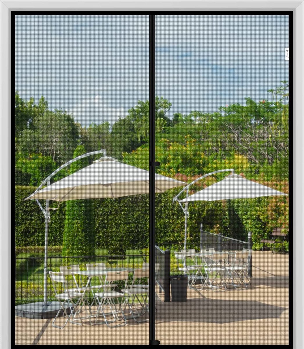 Magnetisch vliegengaas, voor balkondeur, 200 x 210 cm, versterkte magnetische insectenwerende deur, vliegengordijn voor kelderdeur, terrasdeur, muggennet, klittenbandinstallatie, zwart