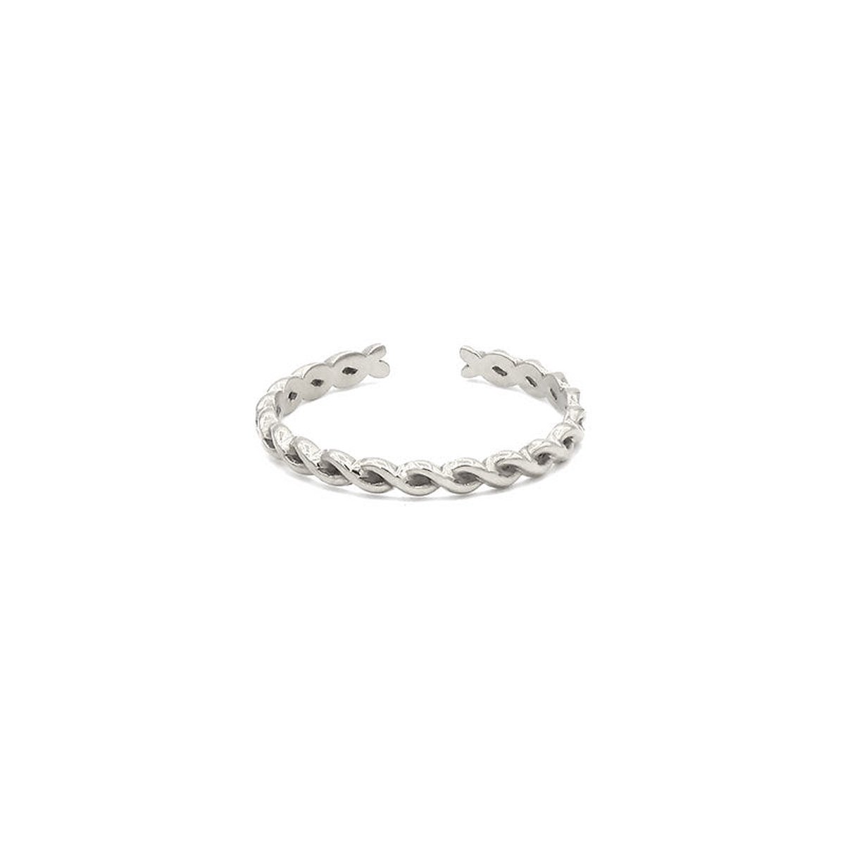 Mint15 Verstelbare ring 'Twisted' - Zilver RVS/Stainless Steel