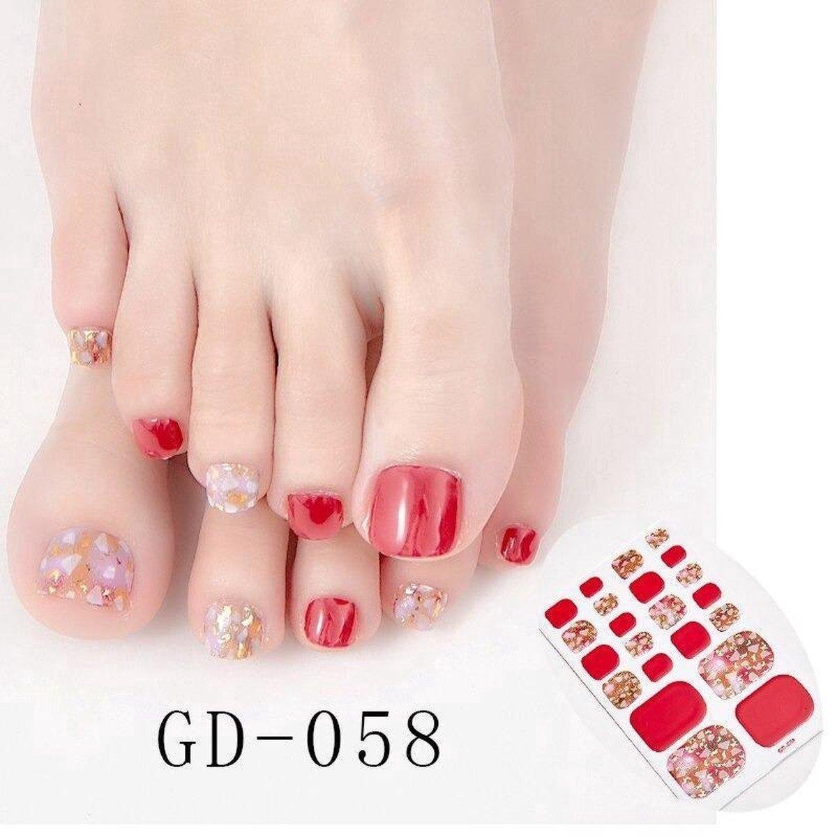Goedkoopste Prachtige Teen NagelStickers/ 1 vel , 22 tips/ Manicure Teen Nagel stickers, Feet Nail stickers ,Nagellak,Plaknagels / Nail stickers Multi Rood