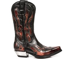 New Rock - 7921 PULIK FUEGO CowboyLaarzen - 46 Shoes - Zwart/Rood