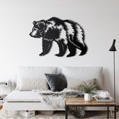 Wanddecoratie | Beer / Bear | Metal - Wall Art | Muurdecoratie | Woonkamer | Buiten Decor |Zwart| 90x60cm