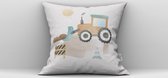 Kussen tractor-Kinderkamer decoratie-Kinderkamer accessoires-babykamer-Kussen incl binnen kussen-maat 40x40