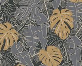 PAPIER PEINT FEUILLES DE PALMIER | Botanique - noir or gris - AS Création Maison Turnowsky