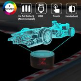 Nachtlampje Kinderen – 3D Night Light – LED Lamp – 3D Lamp – Tafellamp Slaapkamer – Night Lamp – Nachtlichtje – Verjaardagscadeau – Formule 1 – Raceauto
