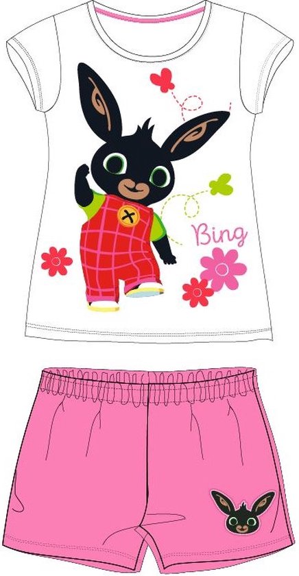 Bing Bunny shortama / pyjama meisjes bloemen katoen roze