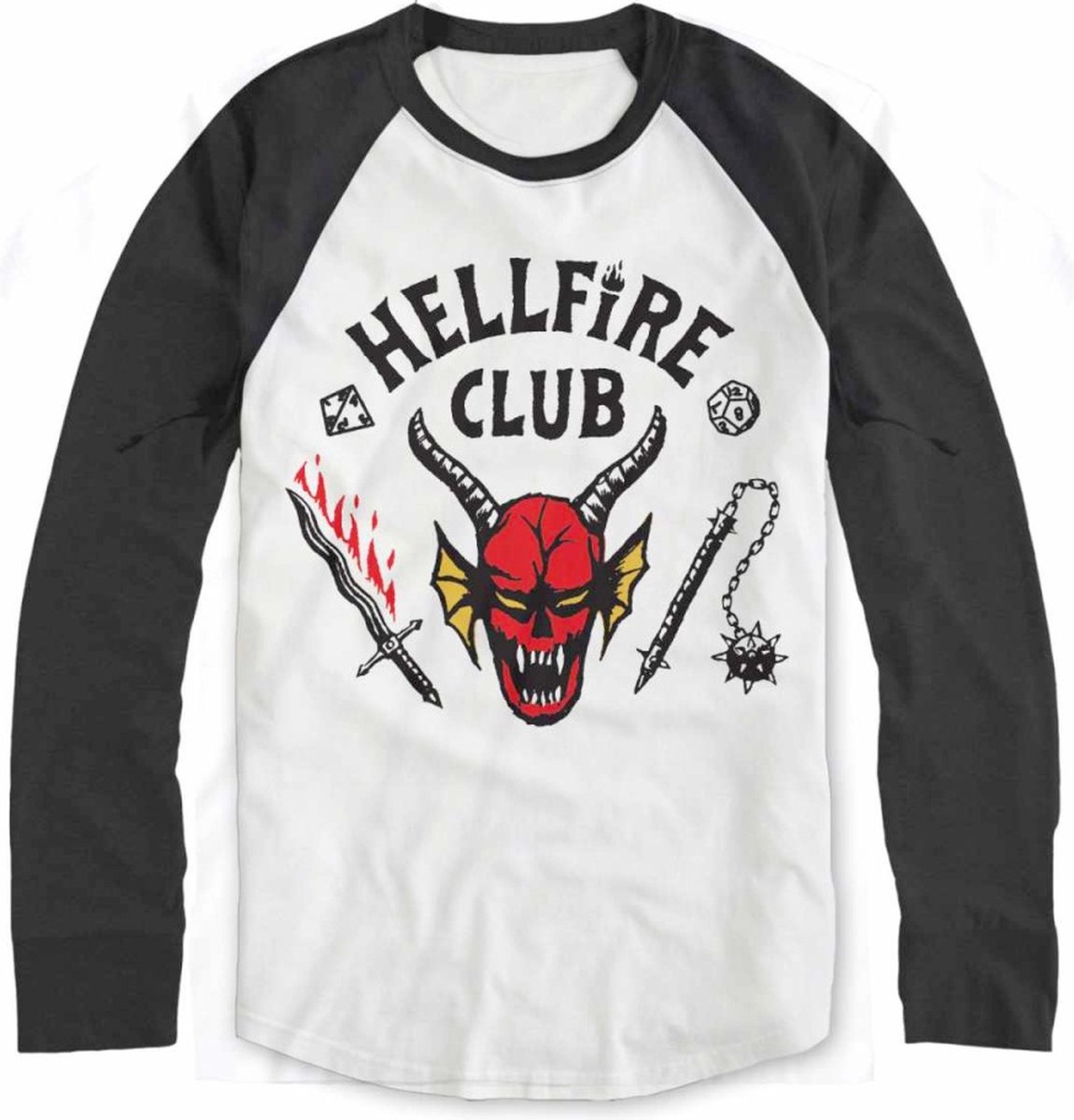 Stranger Things Longsleeve shirt -2XL- Hellfire Club Crest Wit/Zwart