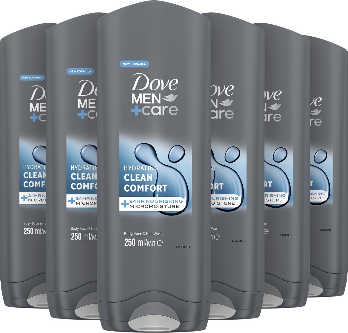 Bol.com Dove Men+Care - 3-in-1 Douchegel - Clean Comfort - 6 x 250 ml - Voordeelverpakking aanbieding