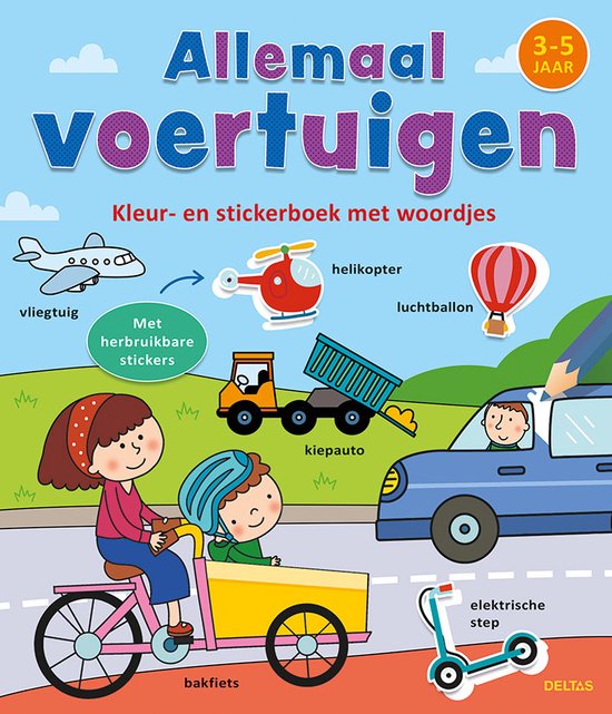 Foto: Kleur en stickerboek met woordjes allemaal voertuigen 3 5 j 